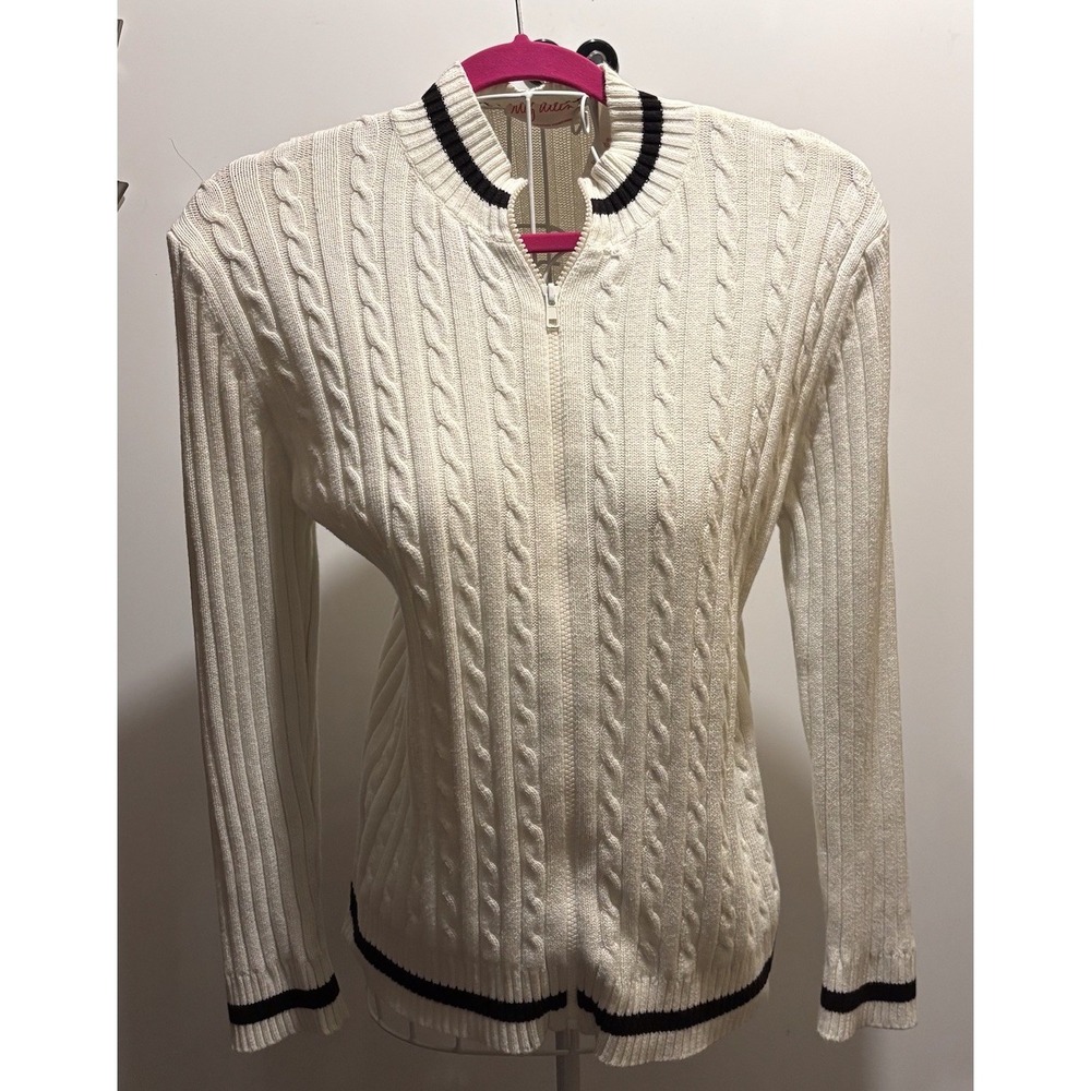 Meg Allen A Liz Claiborne Co. Size 8/10 M Cardigans With Zipper White 38" X 24" - Picture 1 of 7